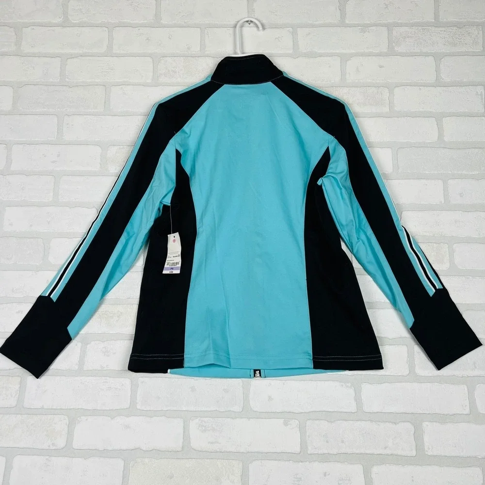 Made For Life Womens Petite Small Aqua Black Full Zip Athletic Jacket NWT‎